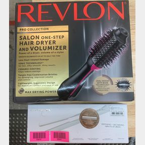 REVLON PRO COLLECTION SALON HAIR DRYER AND VOLUMIZER & KRISTIN ESS DEFINING AND DETAILING MINI FLAT IRON