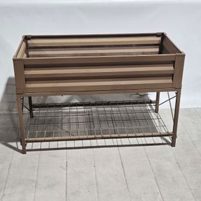 Raised Garden Bed - Galvanized Metal with Storage Shelf