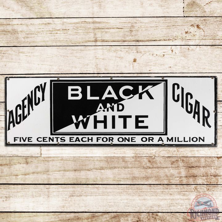 Black and White Cigars "5 Cents Each for One or a Million" SS Porcelain Sign