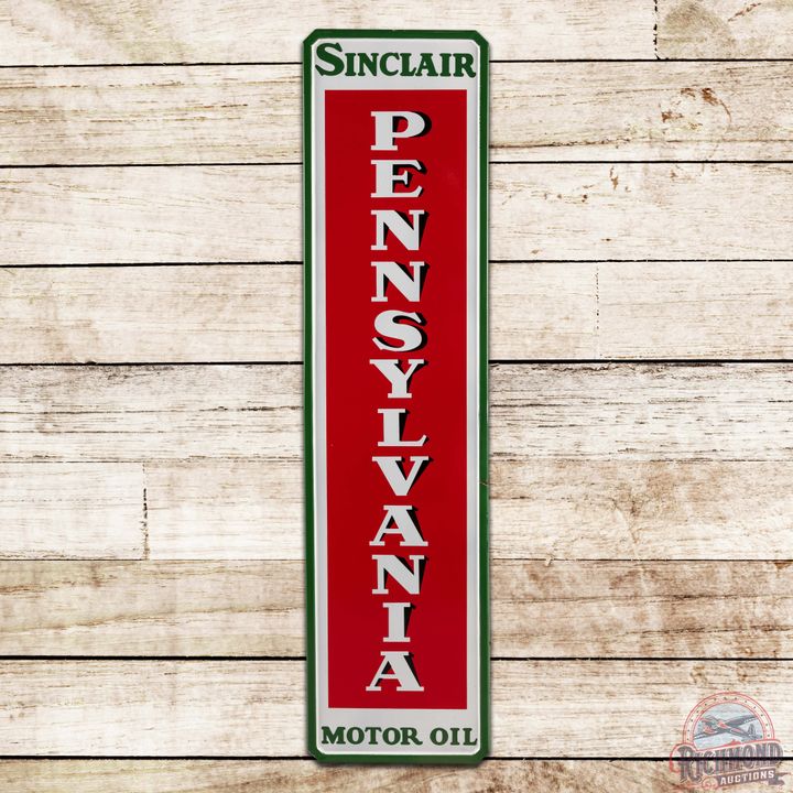 Fantastic Sinclair Pennsylvania Motor Oil Vertical Single Sided Porcelain Sign