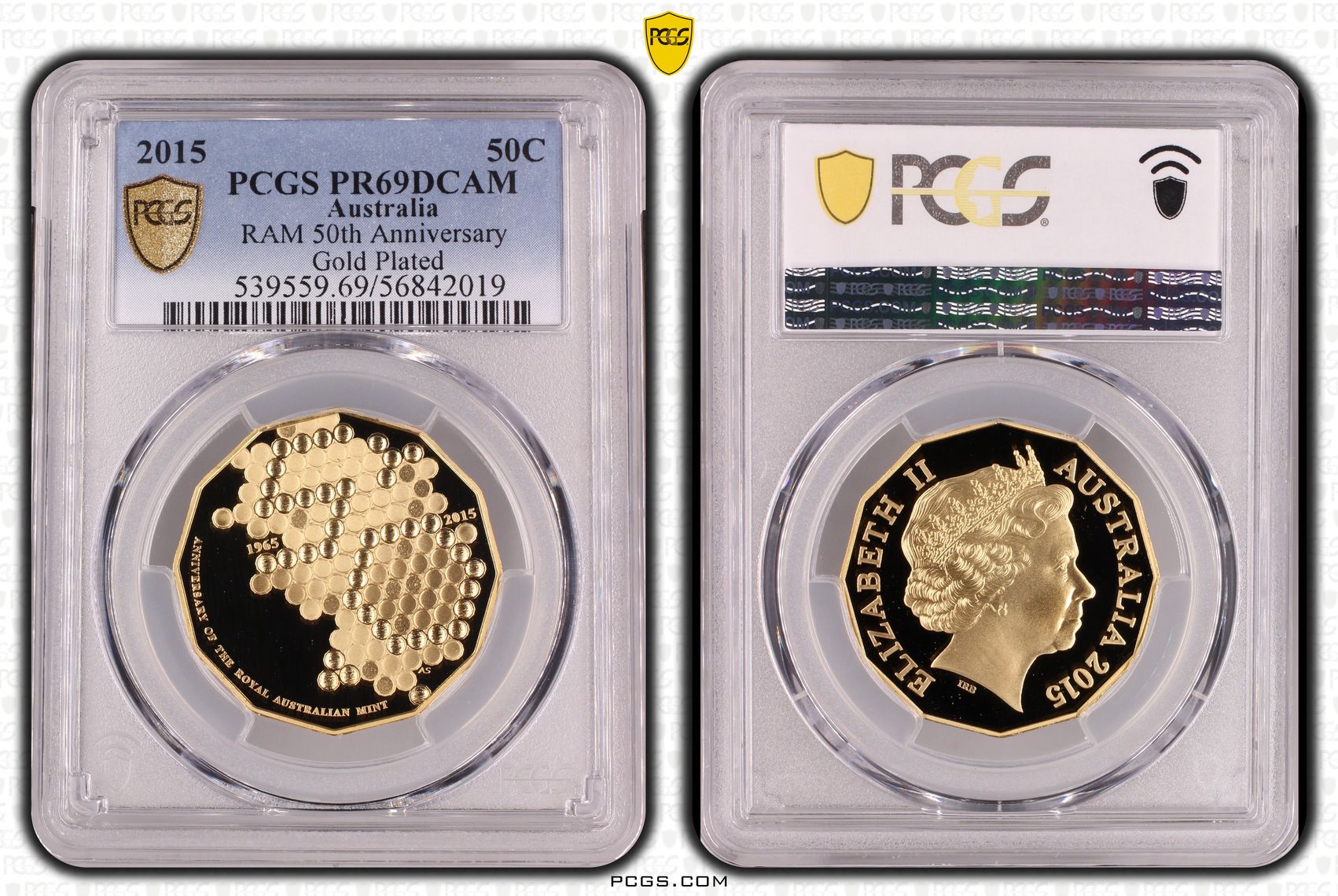 RAM 50th Anniversary Gold Plated, Fifty Cent, 2015, PR69DCAM