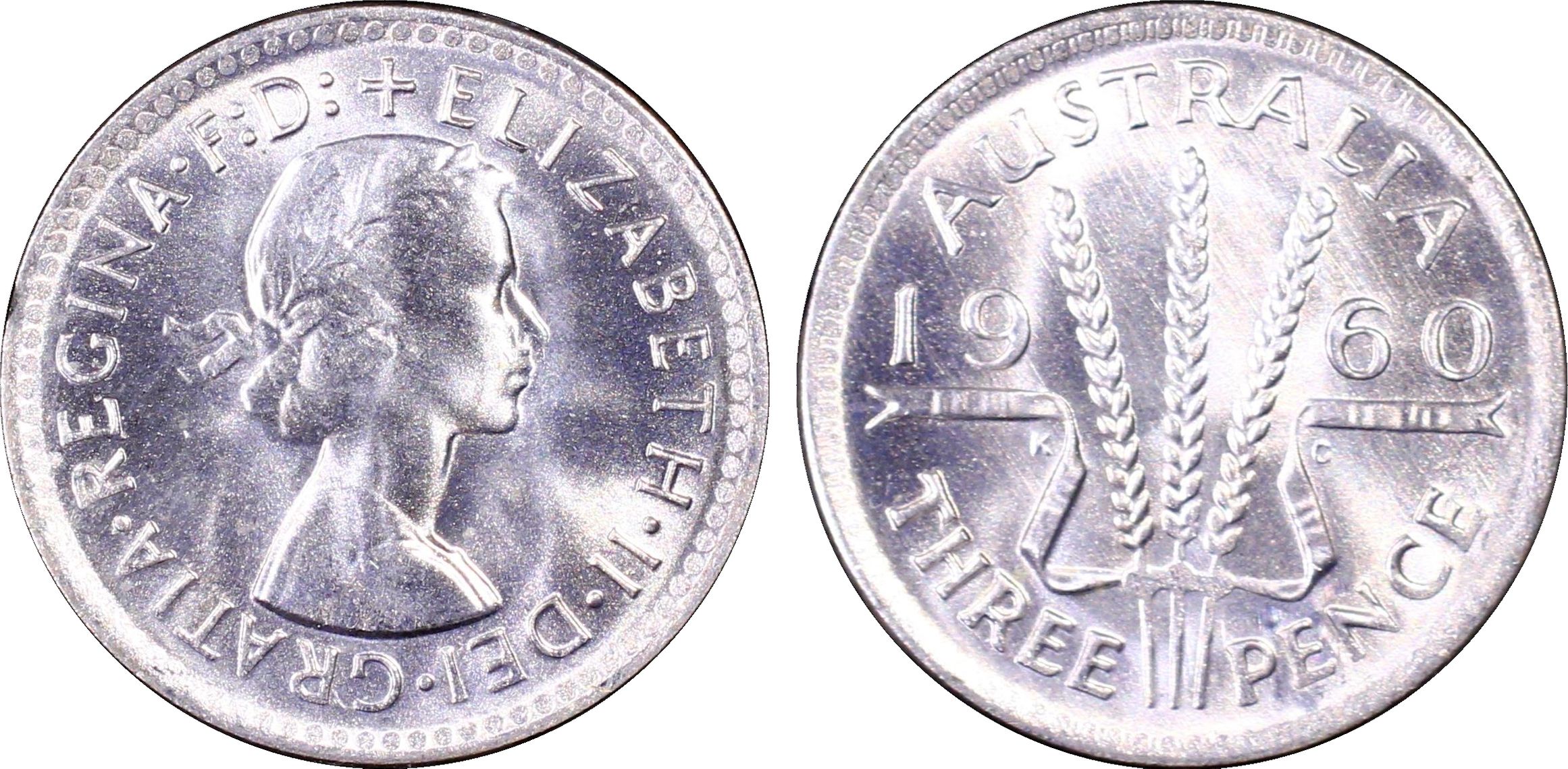 Elizabeth II, Threepence, 1960(m), PCGS MS66