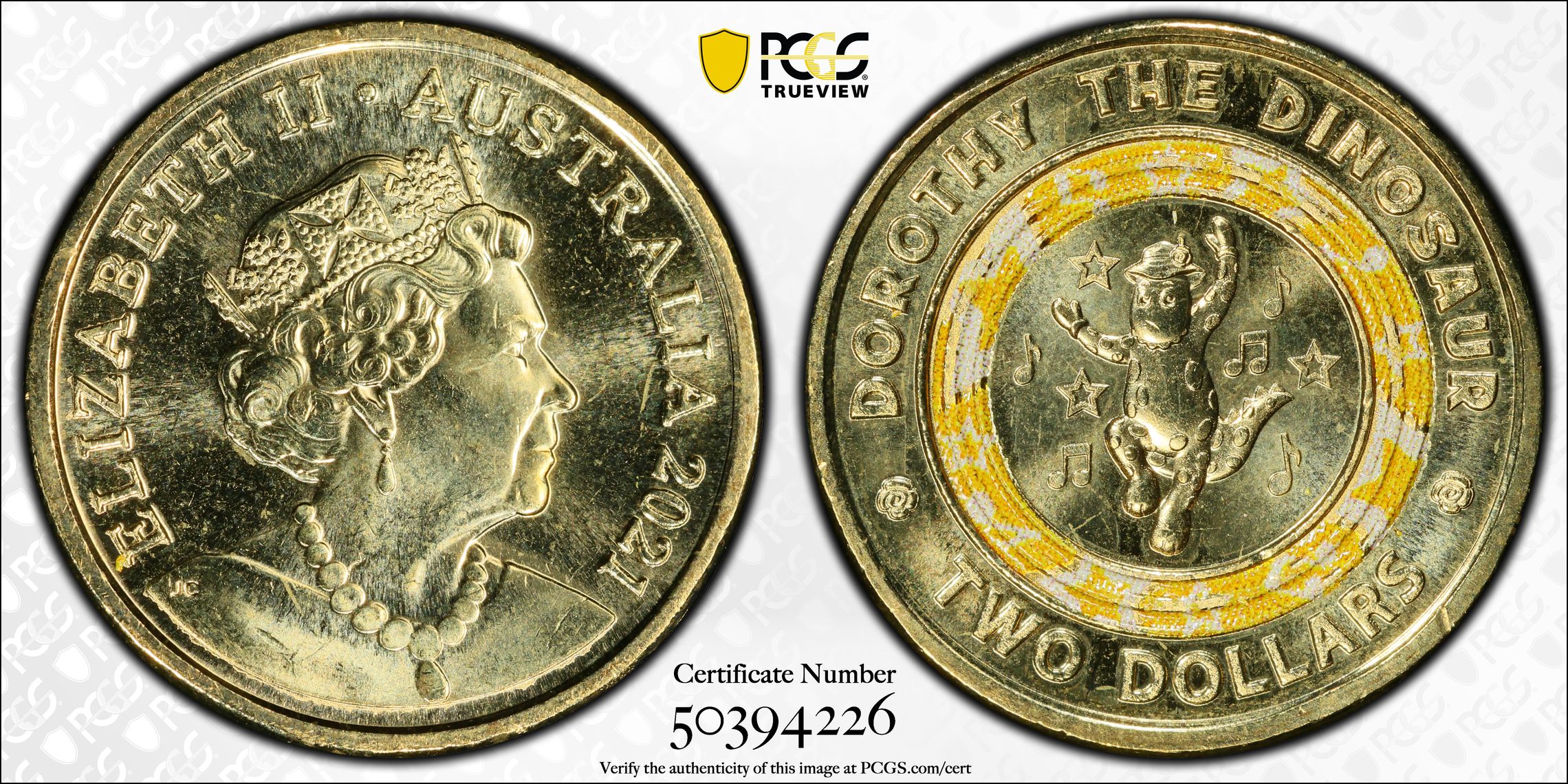 Wiggles-Dorothy the Dinosaur, Two Dollar, 2021, PCGS MS66