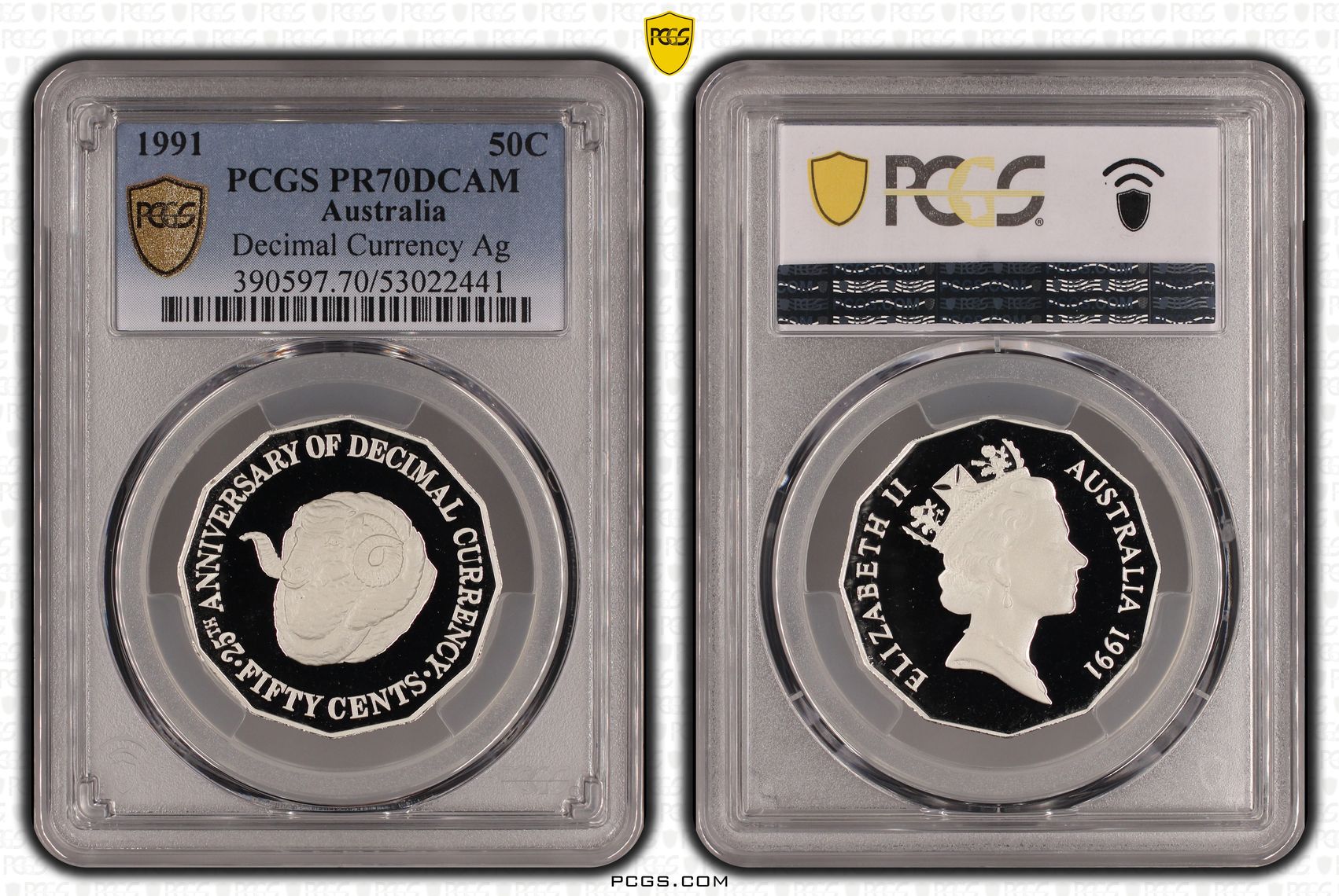 Decimal Currency Silver, Fifty Cents, 1991, PCGS PR70DCAM