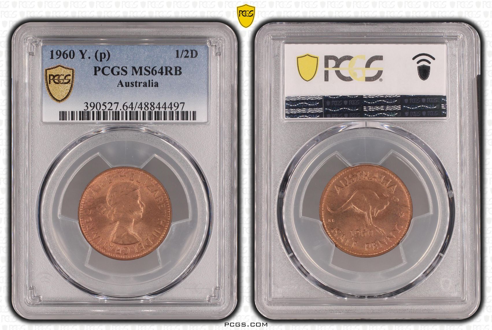 Elizabeth II, Halfpenny, 1960-Y., PCGS MS64RB