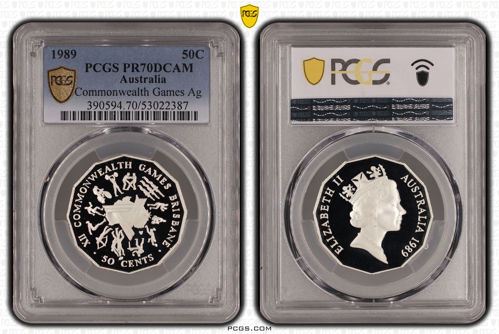 Commonwealth Games Silver, Fifty Cents, 1989, PCGS PR70DCAM