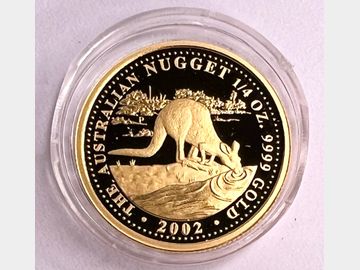 2002 AUSTRALIA ELIZABETH II 1/4oz GOLD 25 DOLLARS NUGGET COIN