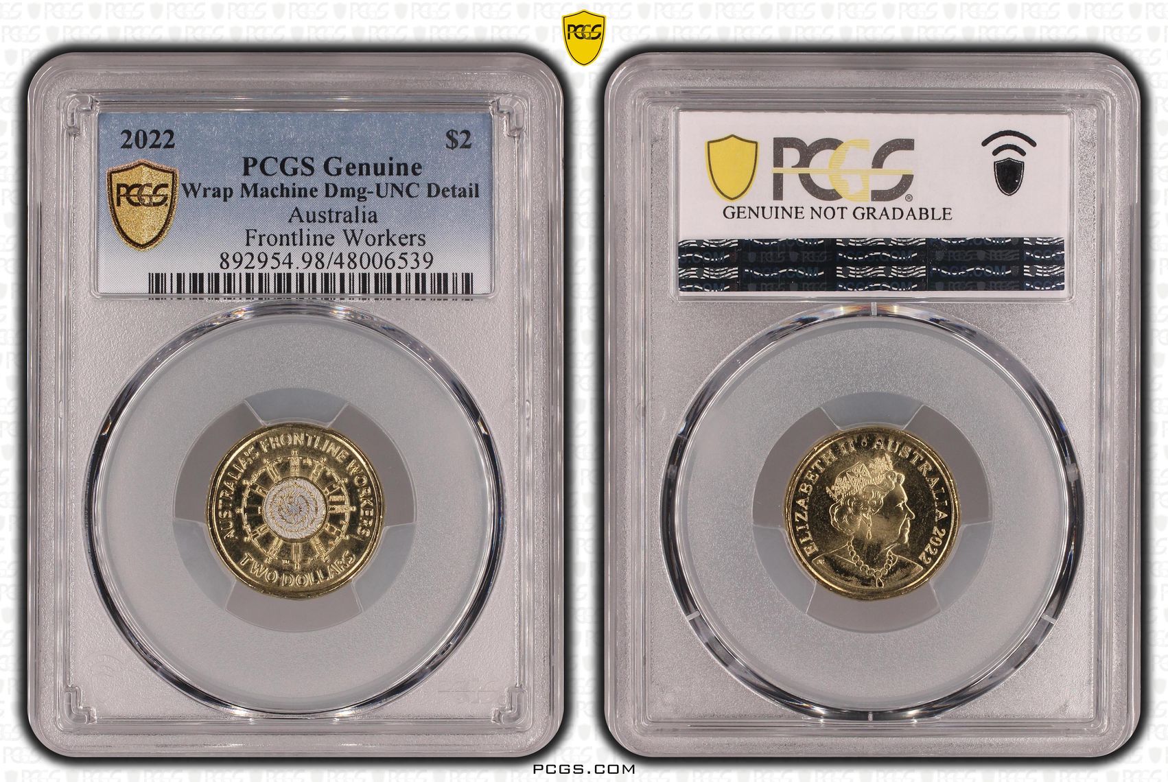 Frontline Workers Colorized, Two Dollar, 2022, PCGS Genuine - UNC Details (98 - Damage)