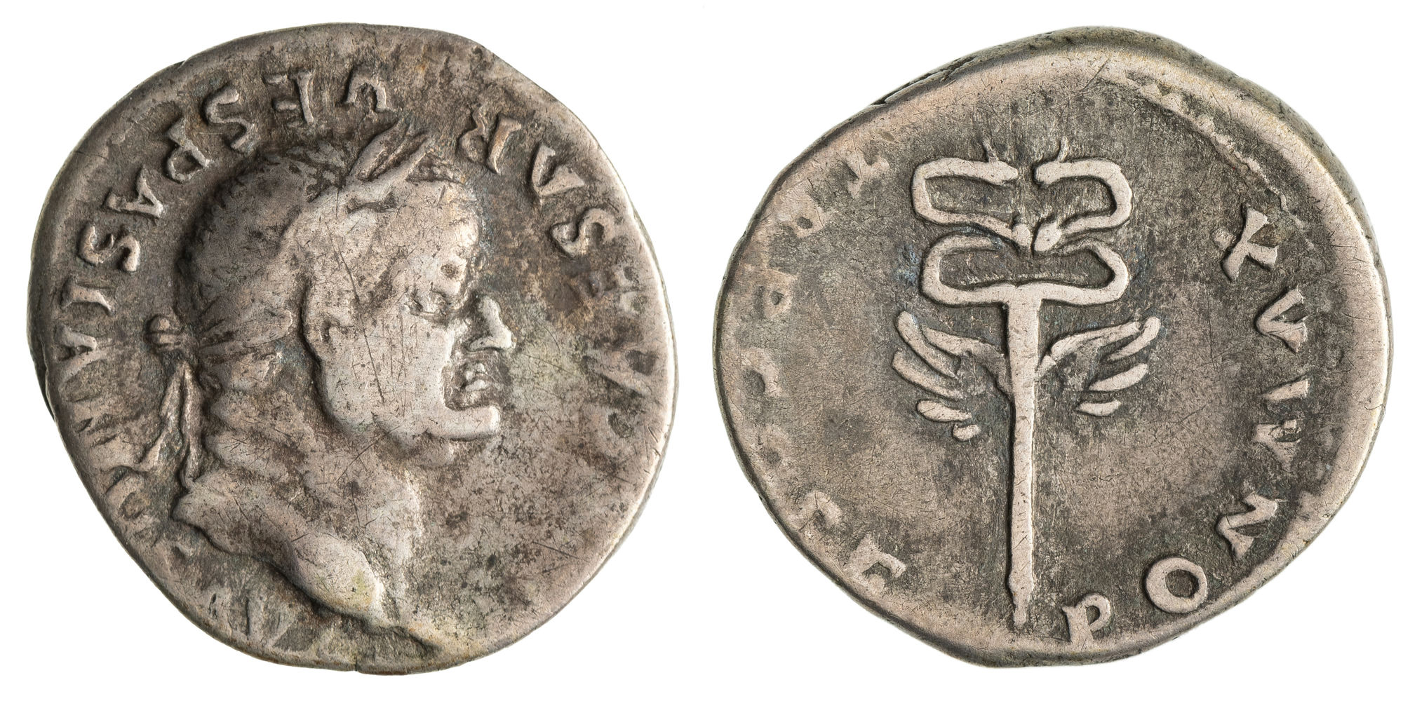 Vespasian, Denarius, 69 - 79 AD, aVF