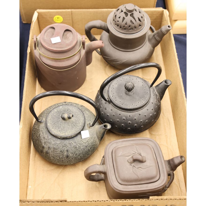 Box Old Chinese Yixing Teapots etc.