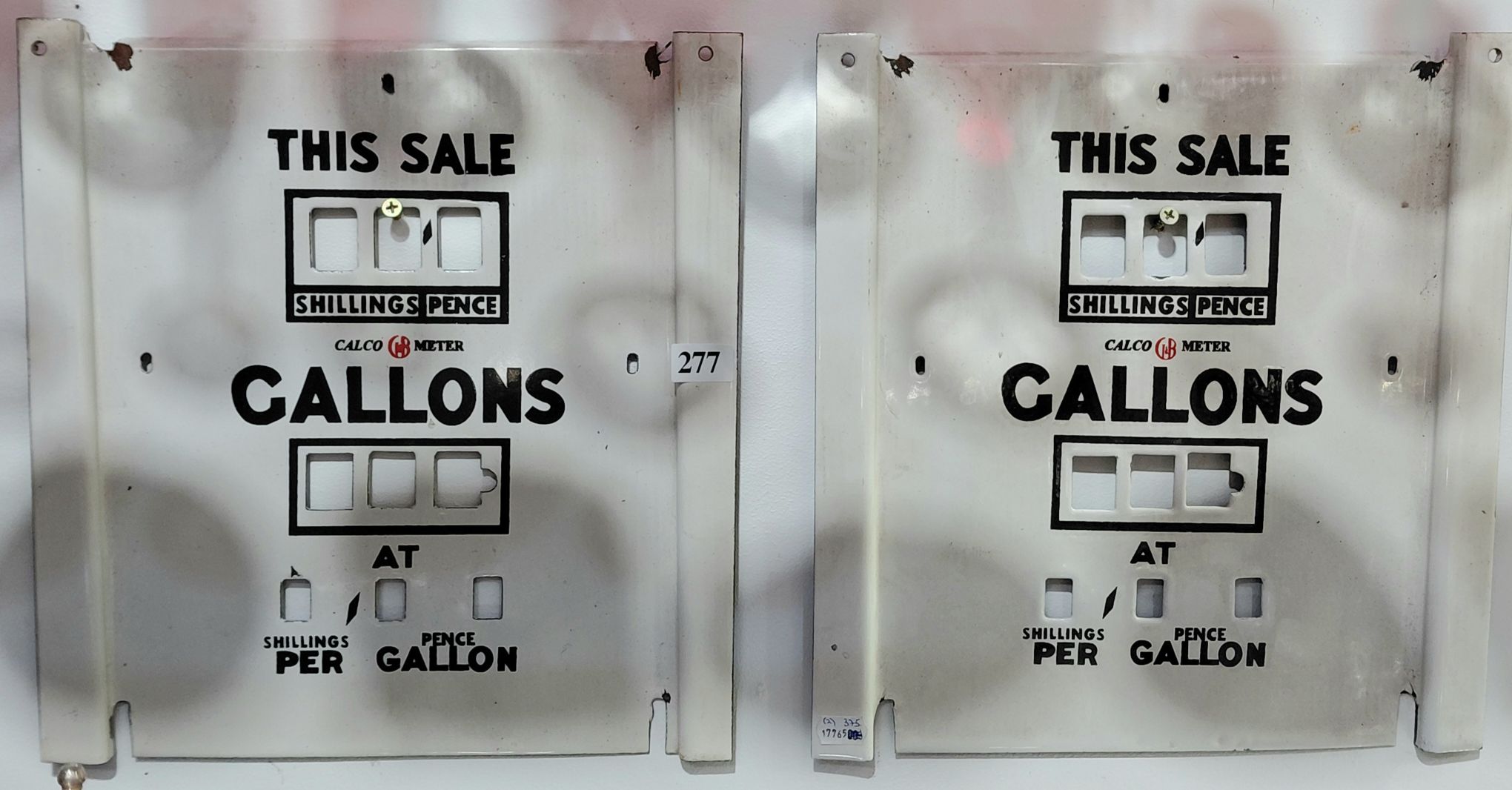277 · PAIR OF ENAMEL PETROL BOWSER FACES
