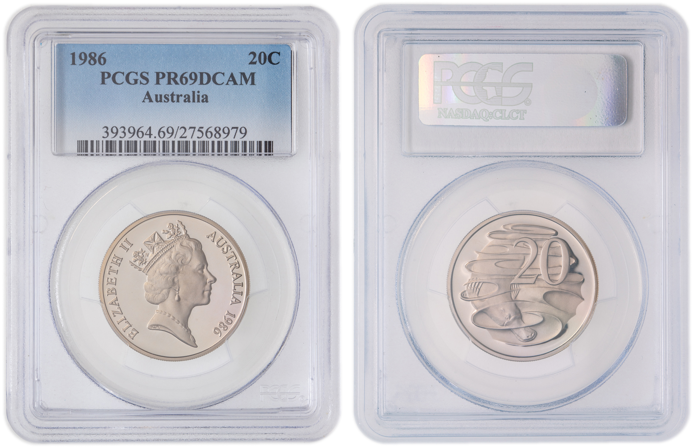 Elizabeth II, Twenty Cent, 1986, PCGS PR69DCAM