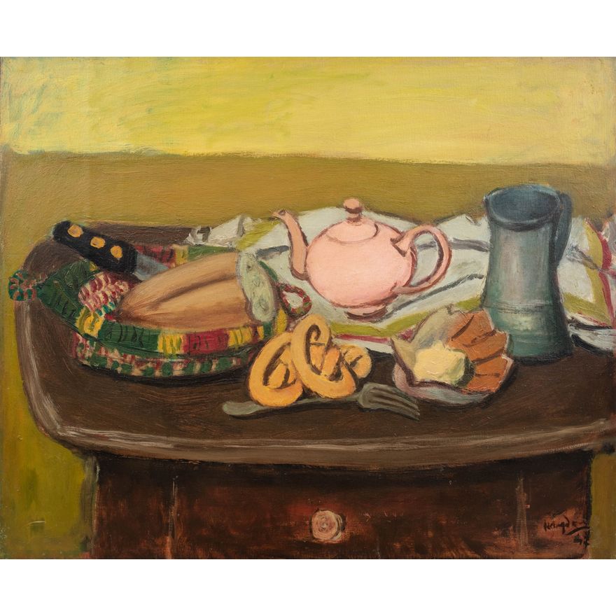 Henryk Hayden | Martwa natura z chlebem i imbrykiem, 1947 r.