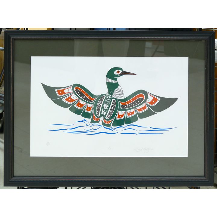 Richard Shorty "Loon" 1991 Signed Lithograph Framed