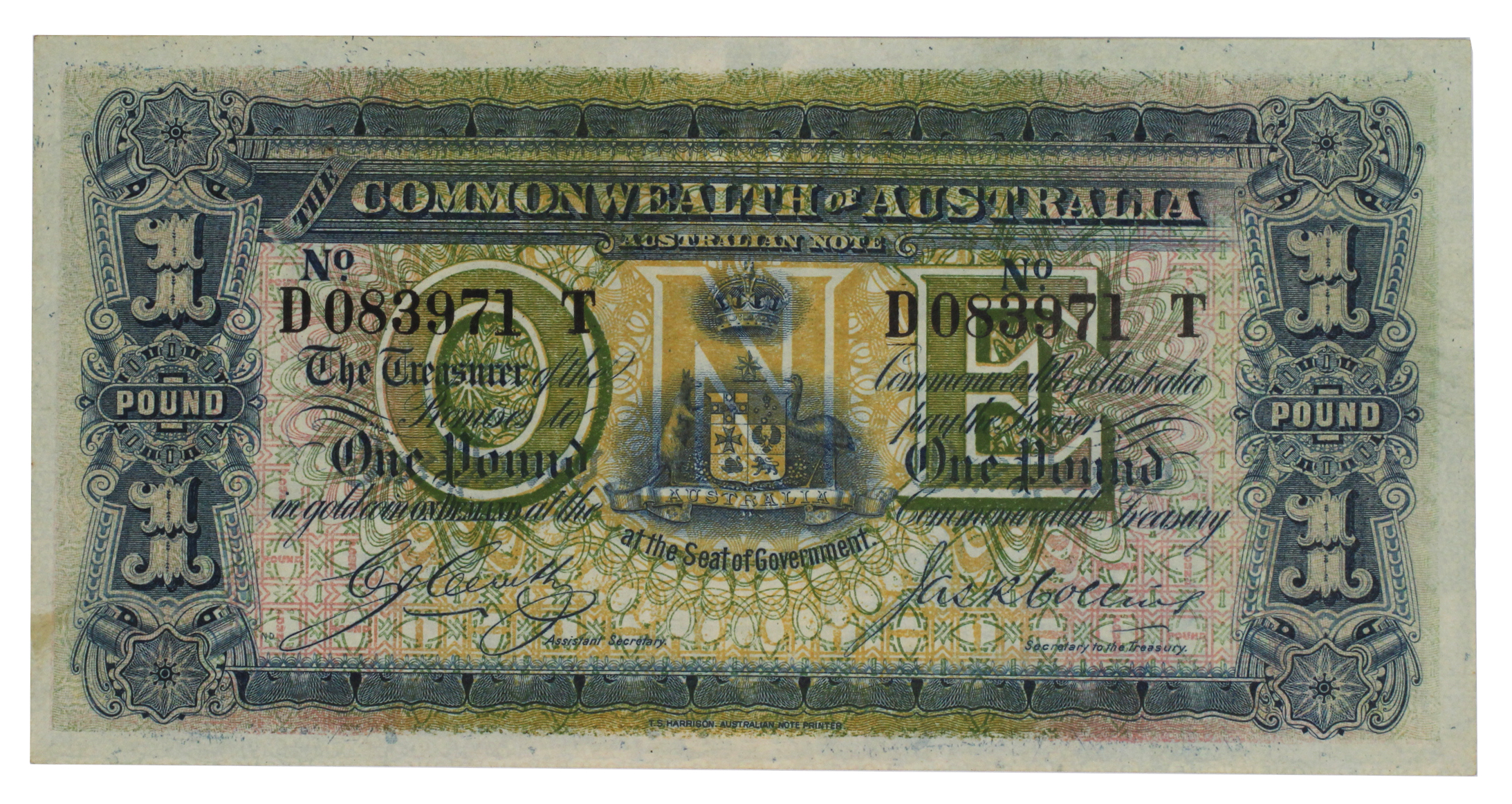 1869. · Cerutty/Collins, One Pound, 1918, Uncirculated