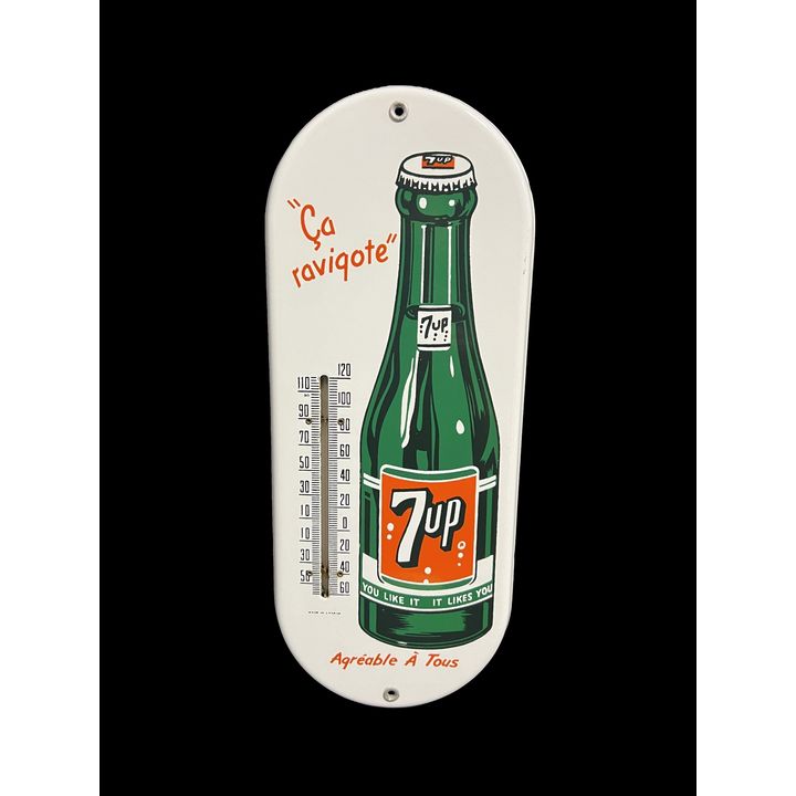 7Up Ca Raviqote Porcelain Soda Thermometer.