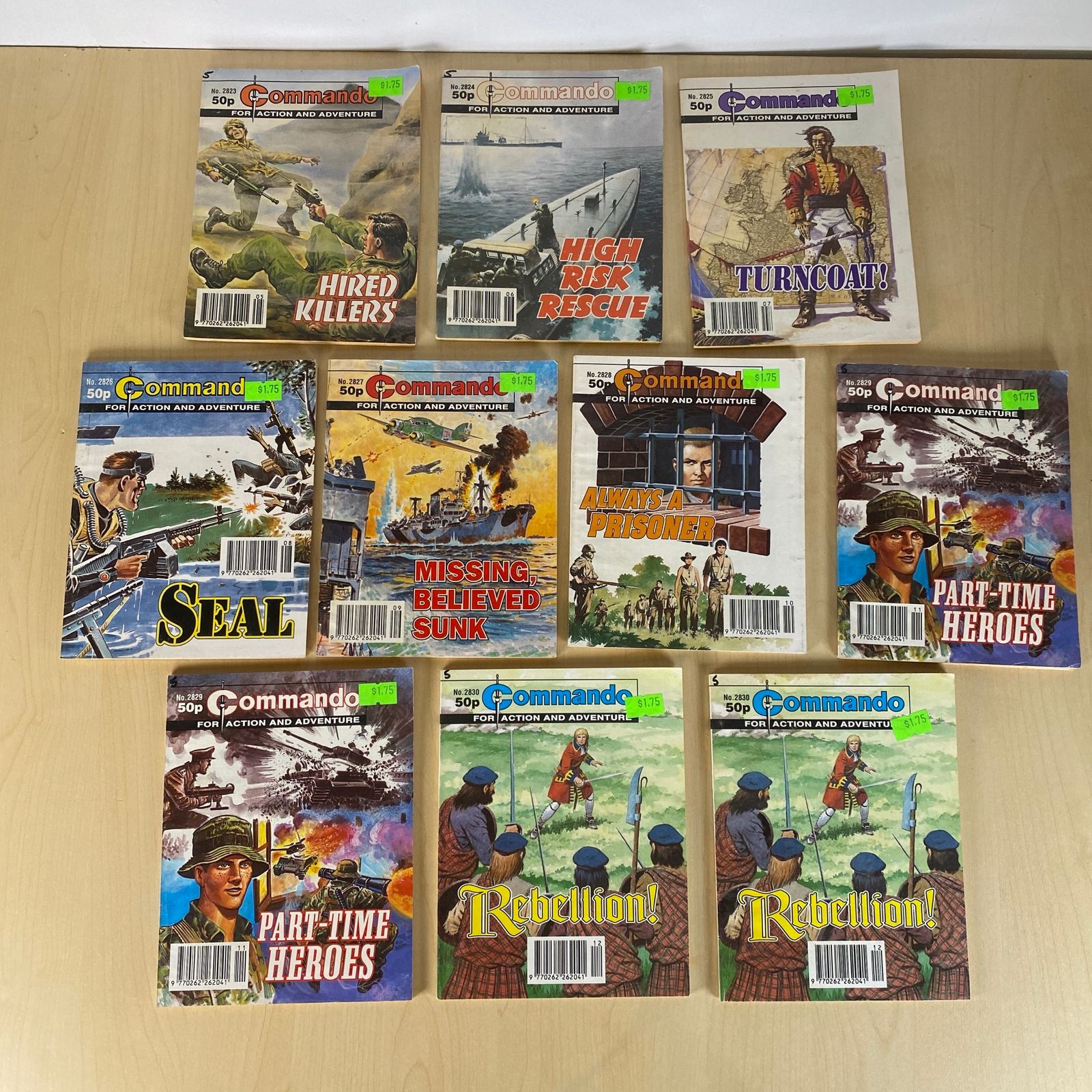 Commando War Comics Issues - 2823, 2824, 2825, 2826, 2827, 2828, 2829, 2829