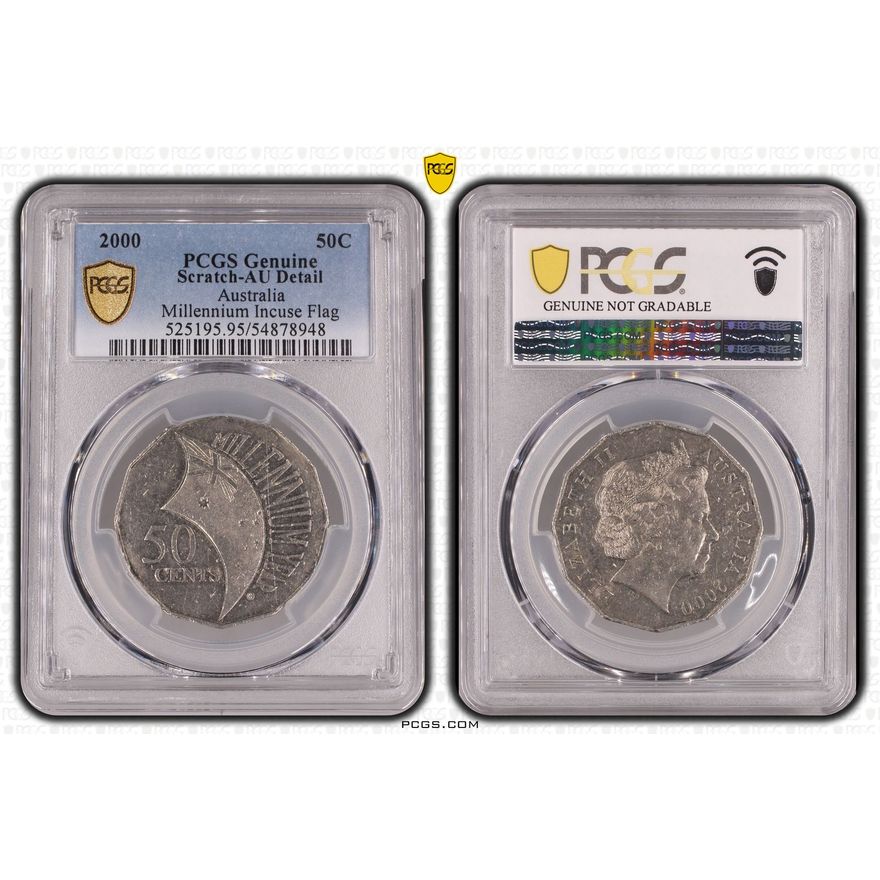 Millennium Incuse Flag, Fifty Cent, 2000, PCGS Genuine  - AU Details (95 - Scratch)