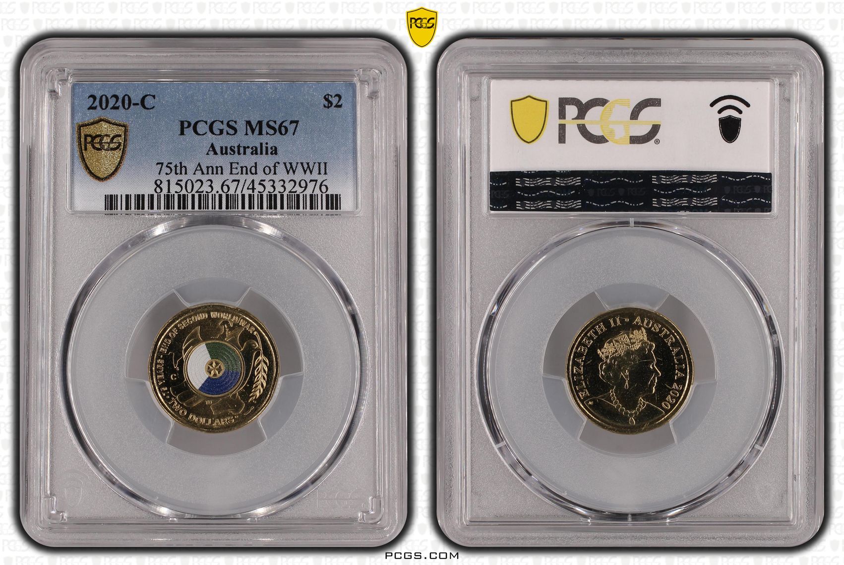 Elizabeth II, 75th Ann End of WWII, Two Dollar, 2020-C, PCGS MS67