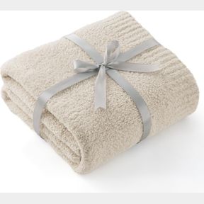 BEDSURE SOFT KNIT THROW BLANKETS FOR COUCH - BEIGE FUZZY FLUFFY PLUSH BLANKET FOR SOFA AND BED, WARM COZY LIGHTWEIGHT REVERSIBLE T