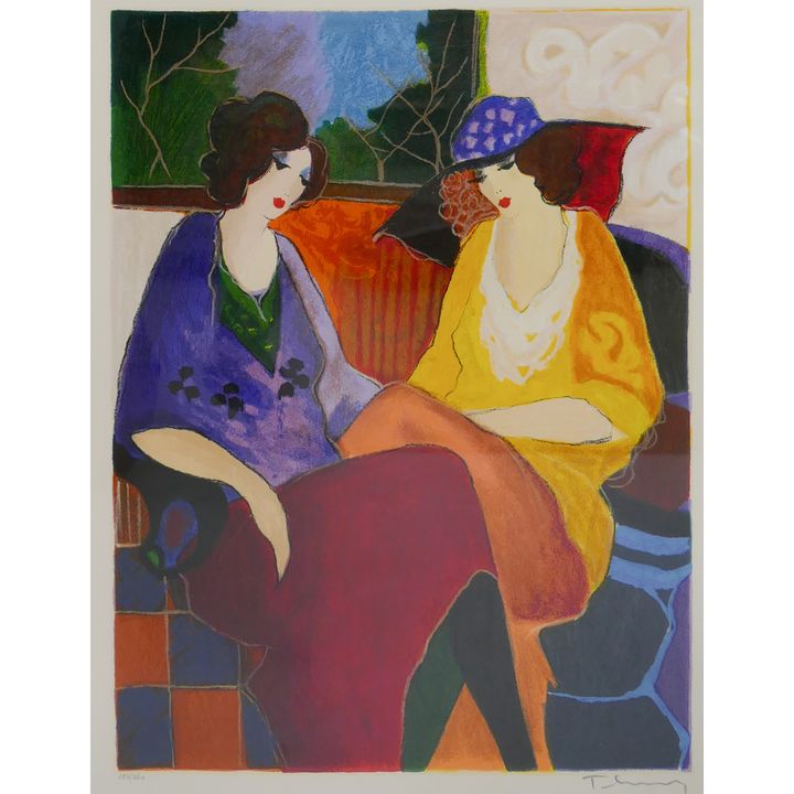 Itzchak Tarkay (1935-2012) Two Women Signed Givon Prints Embossed Lithograph. Edition 183/350.
