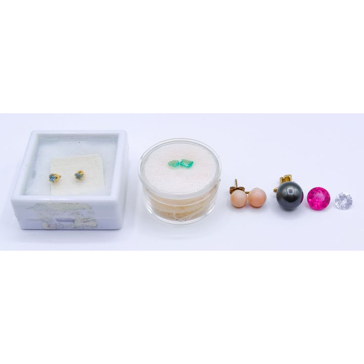 Box 14k Tahitian Pearl Pendand and Loose Gemstones