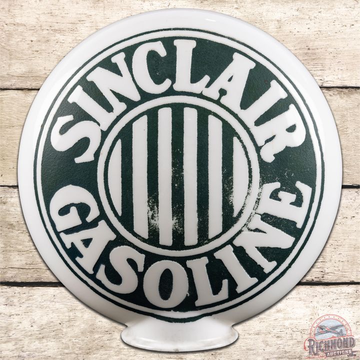 1920's Sinclair Gasoline w/ Stripes OPE Milk Glass Gas Pump Globe - 8.5