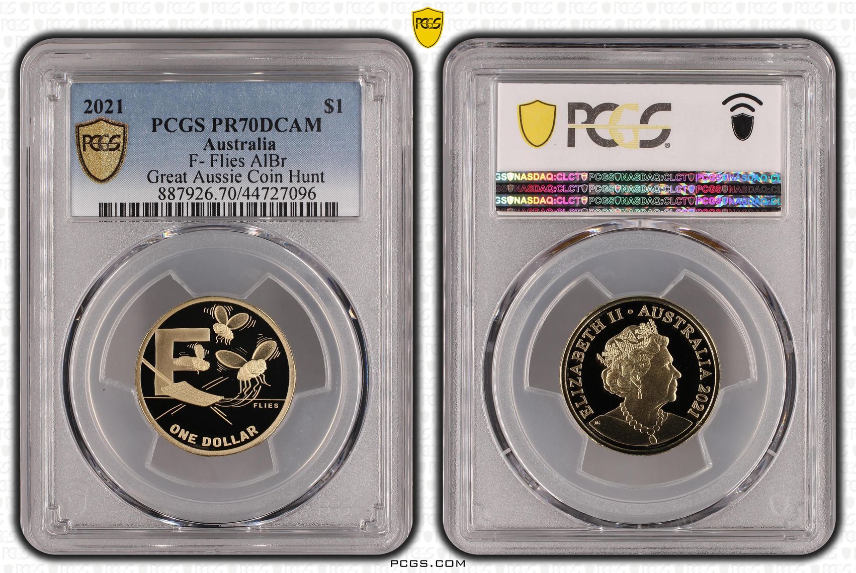 2021 Australia One Dollar, $1 Proof F- Flies AlBr PCGS - PR70DCAM POP 11/0 -096
