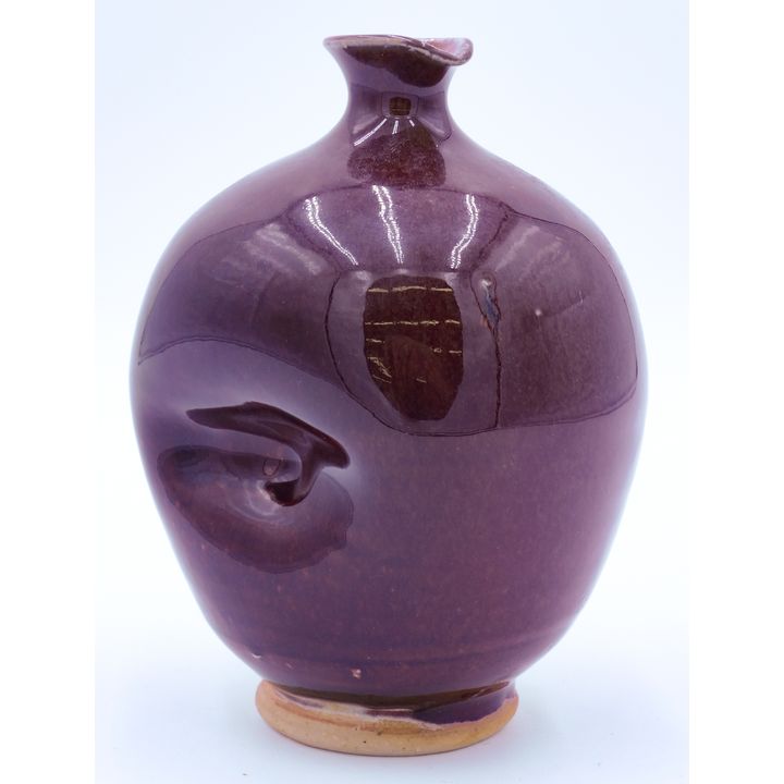 Douglas Abernathy 1945 Red Glazed Indented Pottery Jar 5.5"