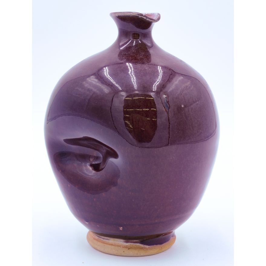 Douglas Abernathy 1945 Red Glazed Indented Pottery Jar 5.5"