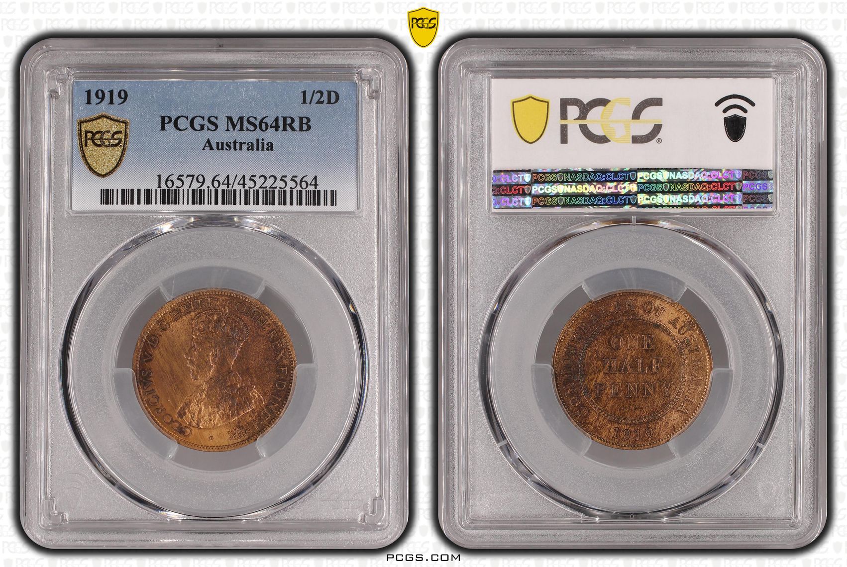 1919 Australia Half Penny PCGS - MS64RB -564