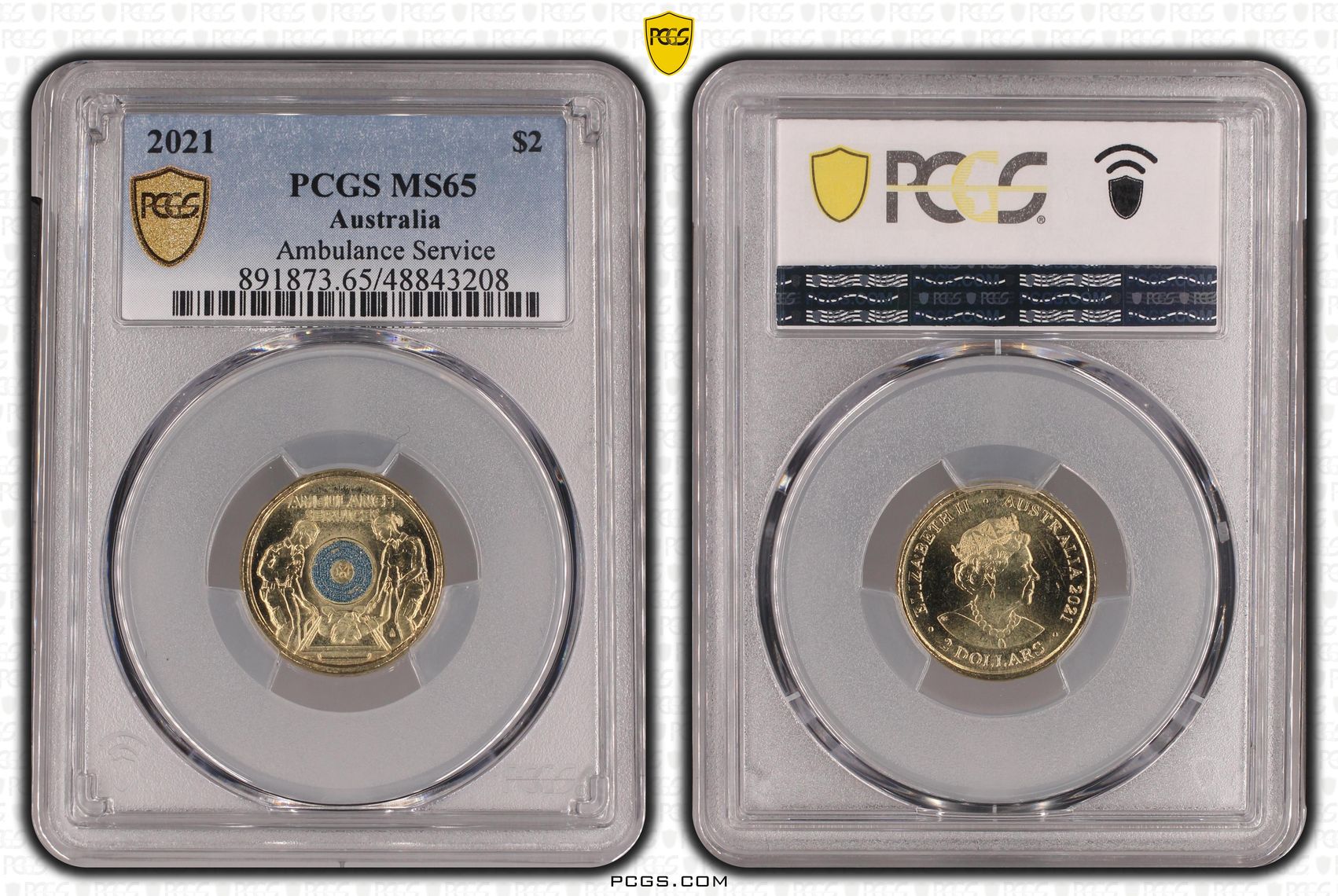 Elizabeth II, Ambulance Service - Colorized , Two Dollar, 2021, PCGS MS65