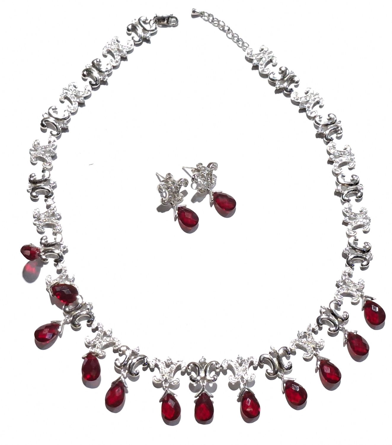 STERLING SILVER, NECKLACE AND EARRINGS