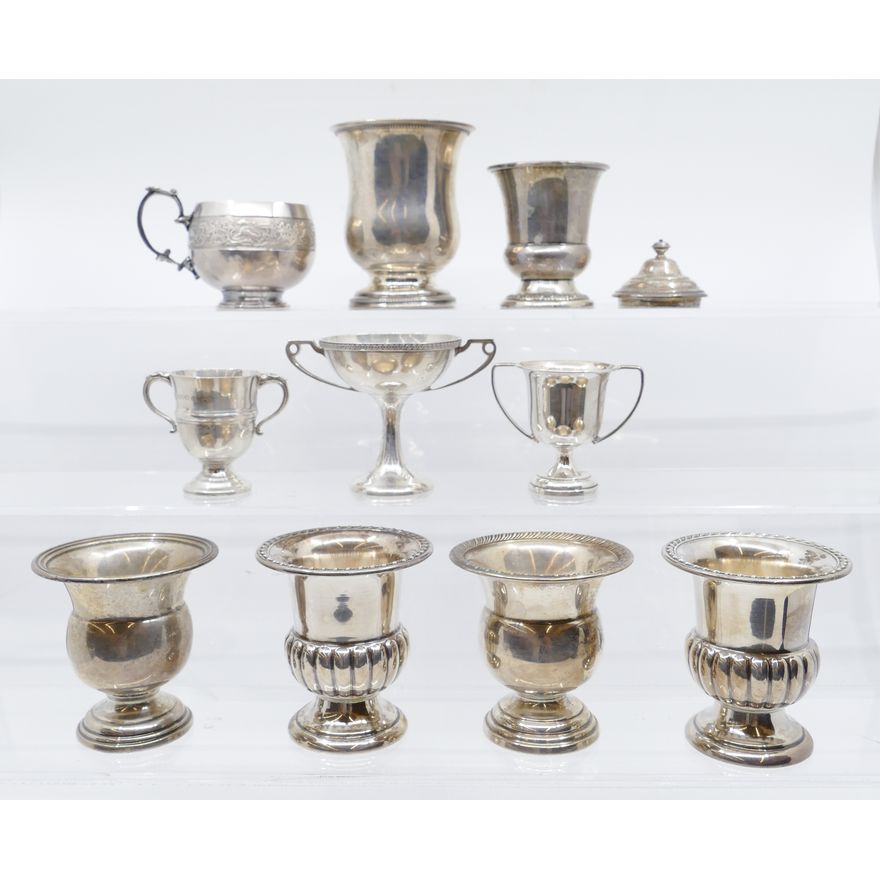 11pc Sterling Miniature Trophies & Toothpick Holders Etc- 544g TW