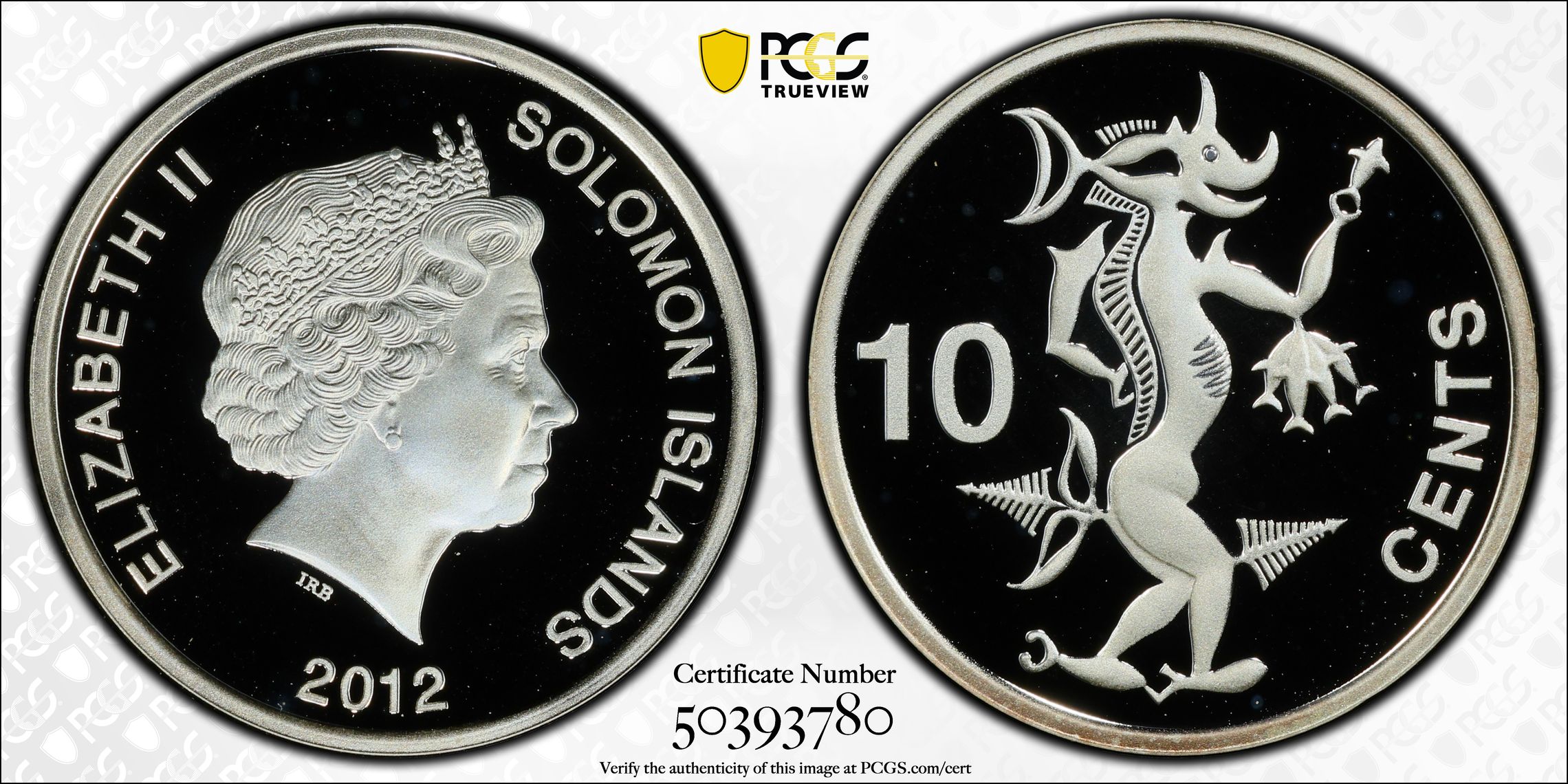 Solomon Islands, Silver, POP 1/0, Ten Cent, 2012, PCGS PR68DCAM