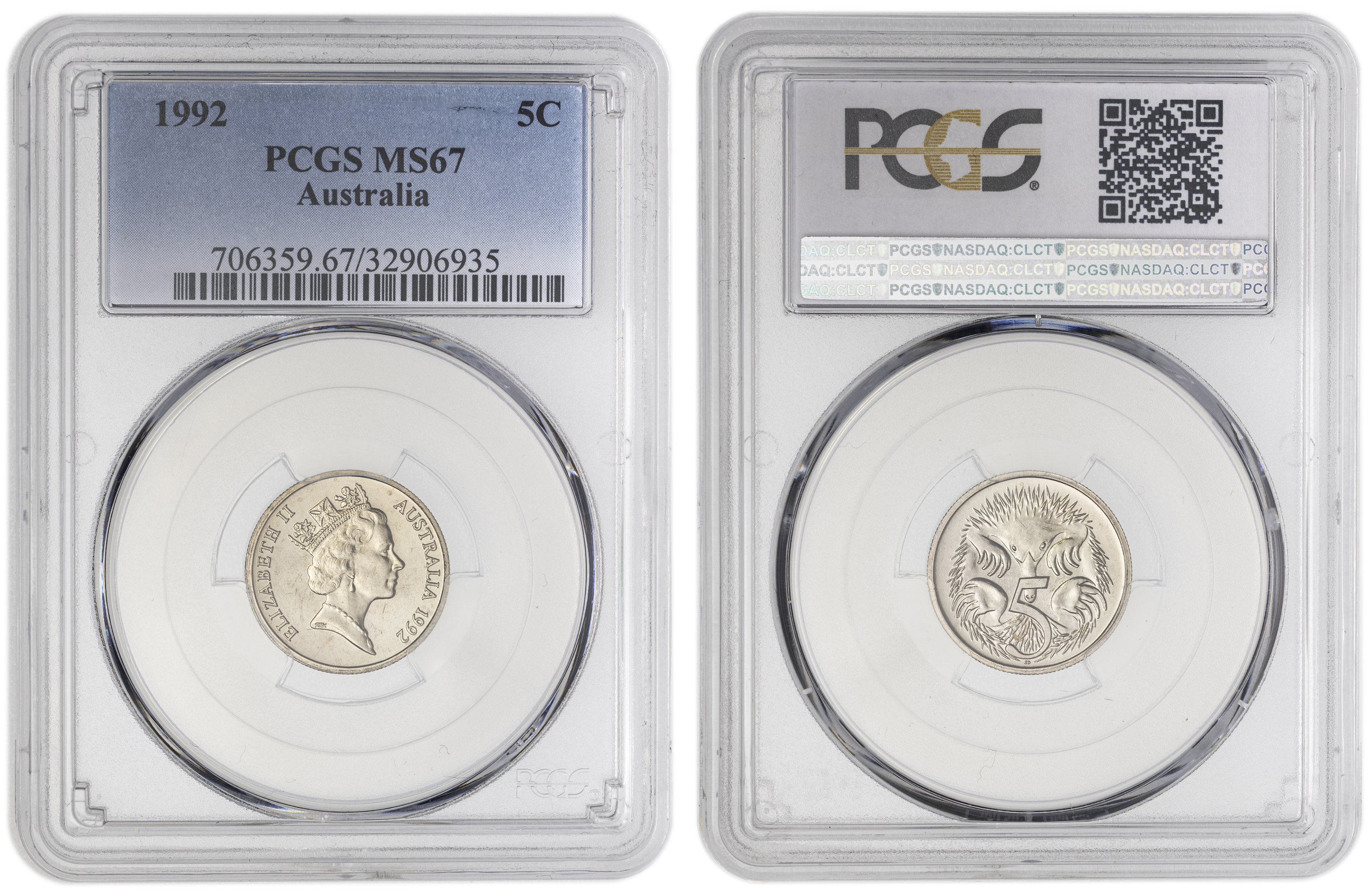 Five Cent, 1992, PCGS MS67