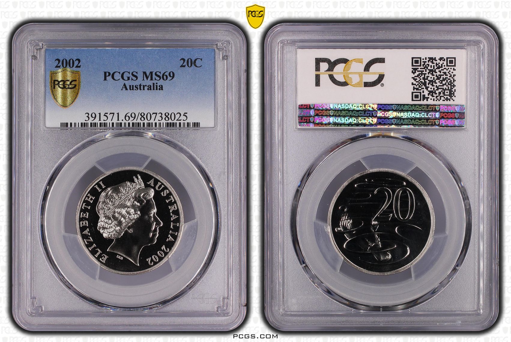 2002 Australia Twenty Cent, 20c PCGS - MS69 -025