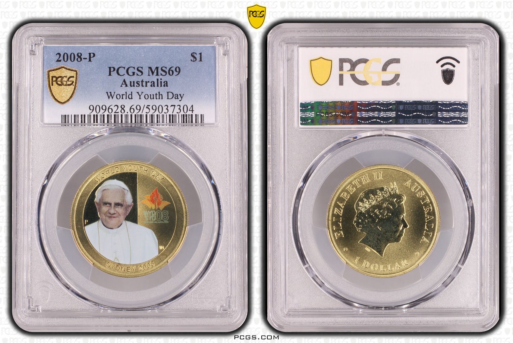 World Youth Day, One Dollar, 2008-P, PCGS MS69