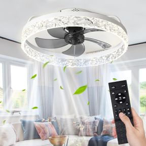 GOLOVECH 20" FLUSH MOUNT CEILING FAN WITH LIGHTS AND REMOTE 72W DIMMABLE 3 COLORS CHANGE 6 SPEEDS REVERSIBLE TIMING MODERN LOW PRO