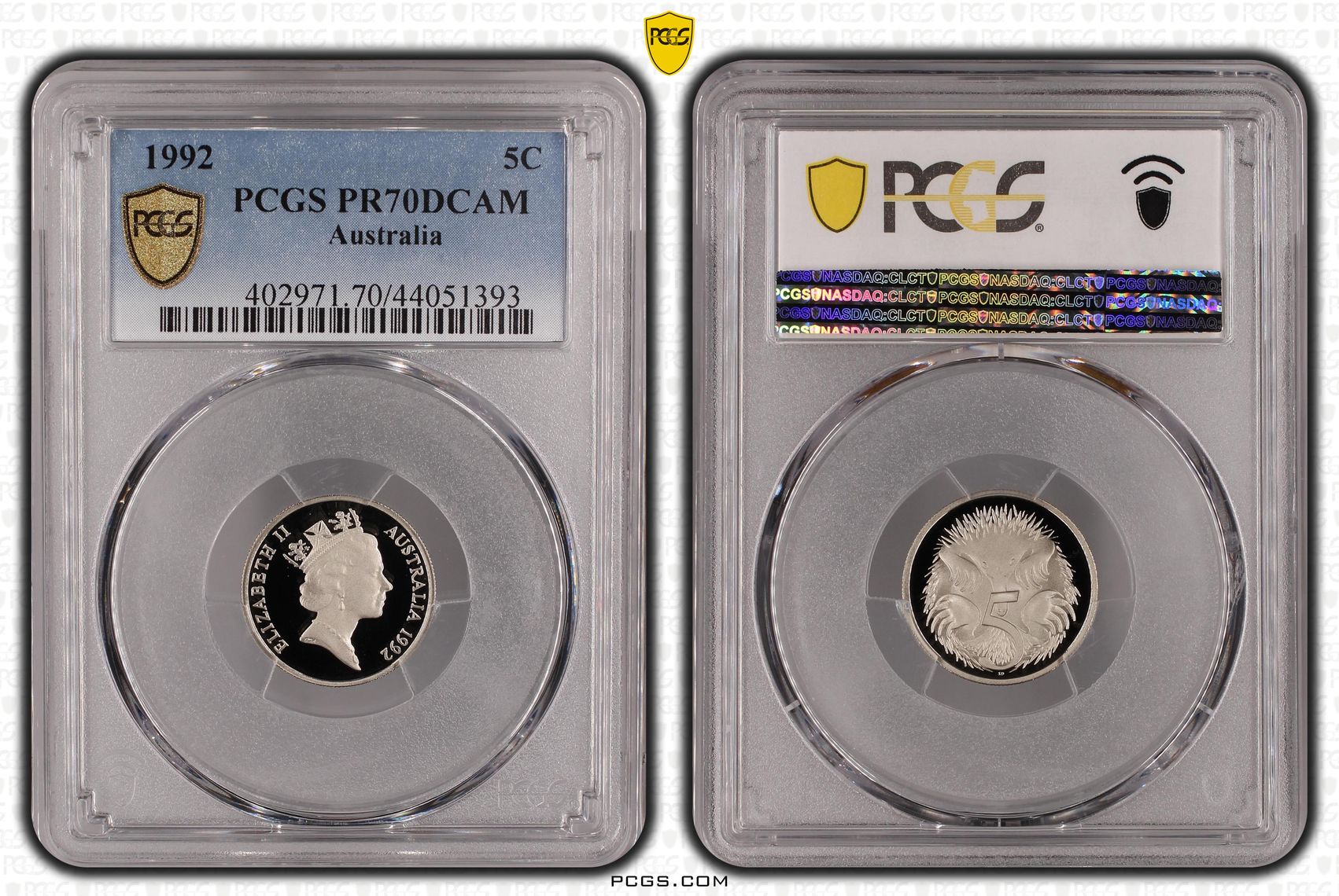 1992 Australia Five Cent, 5c PCGS - PR70DCAM POP 20/0 -393
