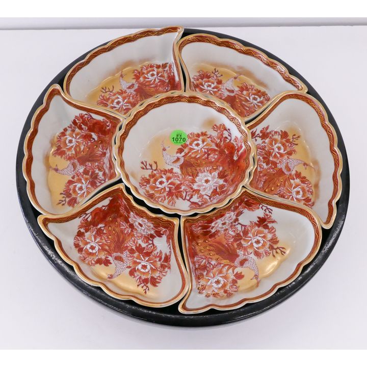 Japanese Kutani Peacock & Flower Sweat Meat Set- 4x13''