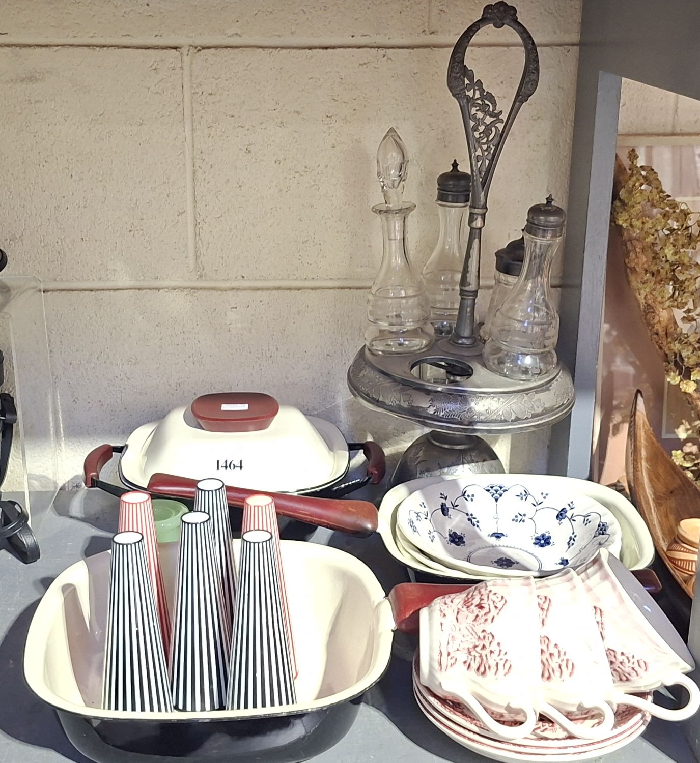 Condiment Cruets And Enamel Cookware