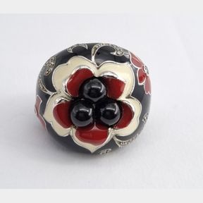 BEL ETOIL SILVER ENAMEL RING WITH CUBICS - 51543/56