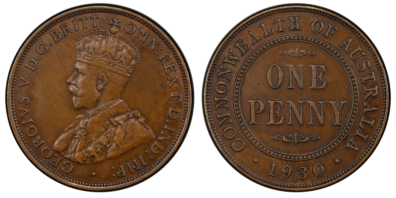 George V, Penny, 1930, PCGS XF 45