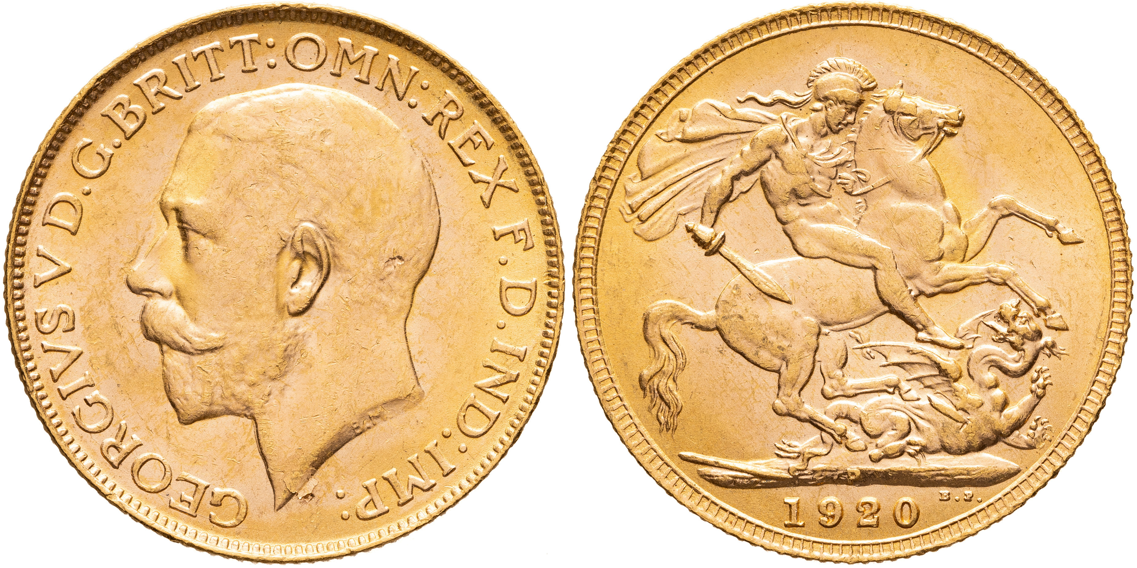 George V, Sovereign, 1920-P, UNC