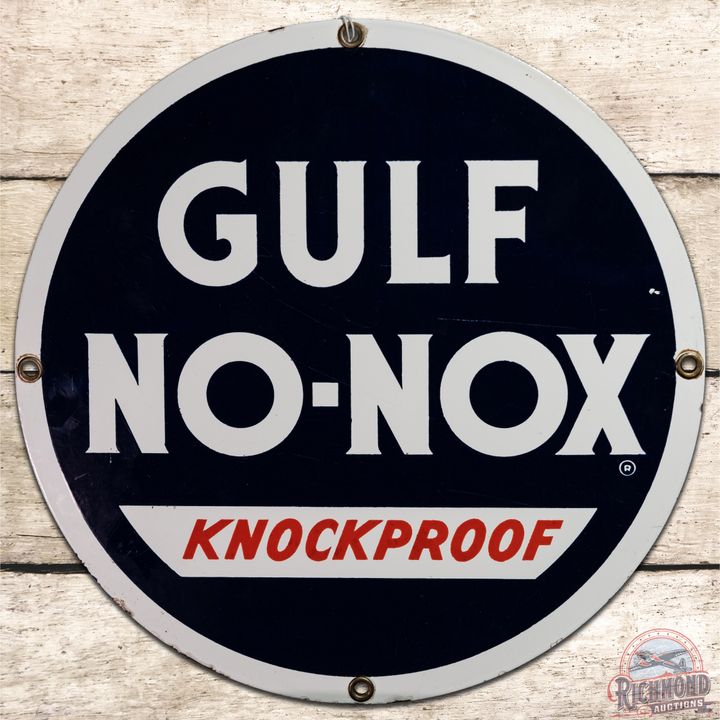 10.5" Gulf No-Nox Knockproof SSP Pump Plate Sign - 8.75