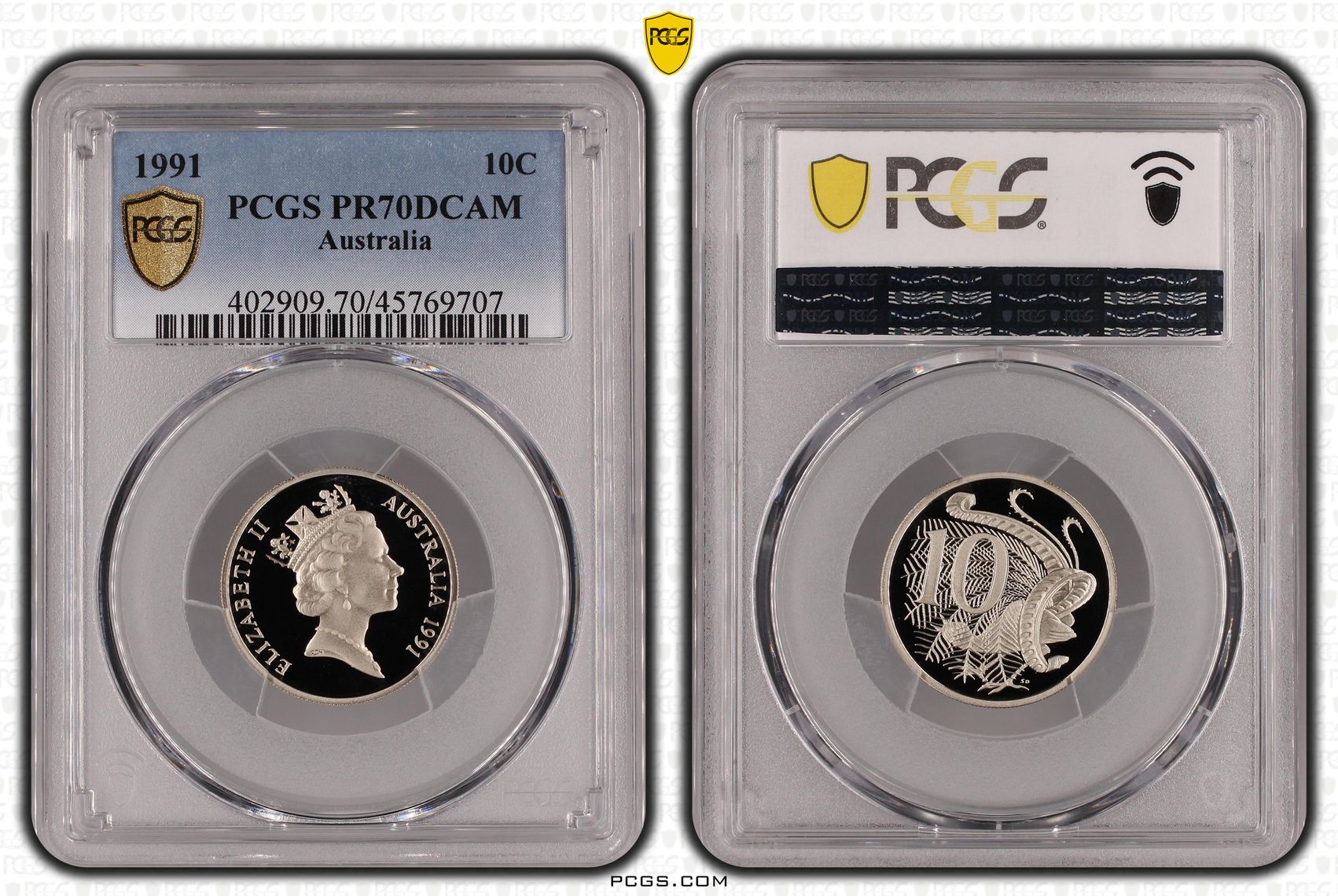 Elizabeth II, Ten Cent, 1991, PCGS PR70DCAM