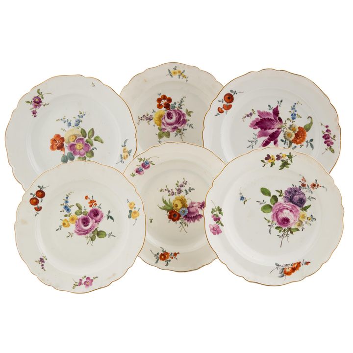 Komplet 6 talerzy , Misnia, 1763 - 1774 r.