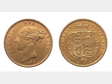 1878 Queen Victoria Young Head #Die 72 Shield Gold Half Sovereign.