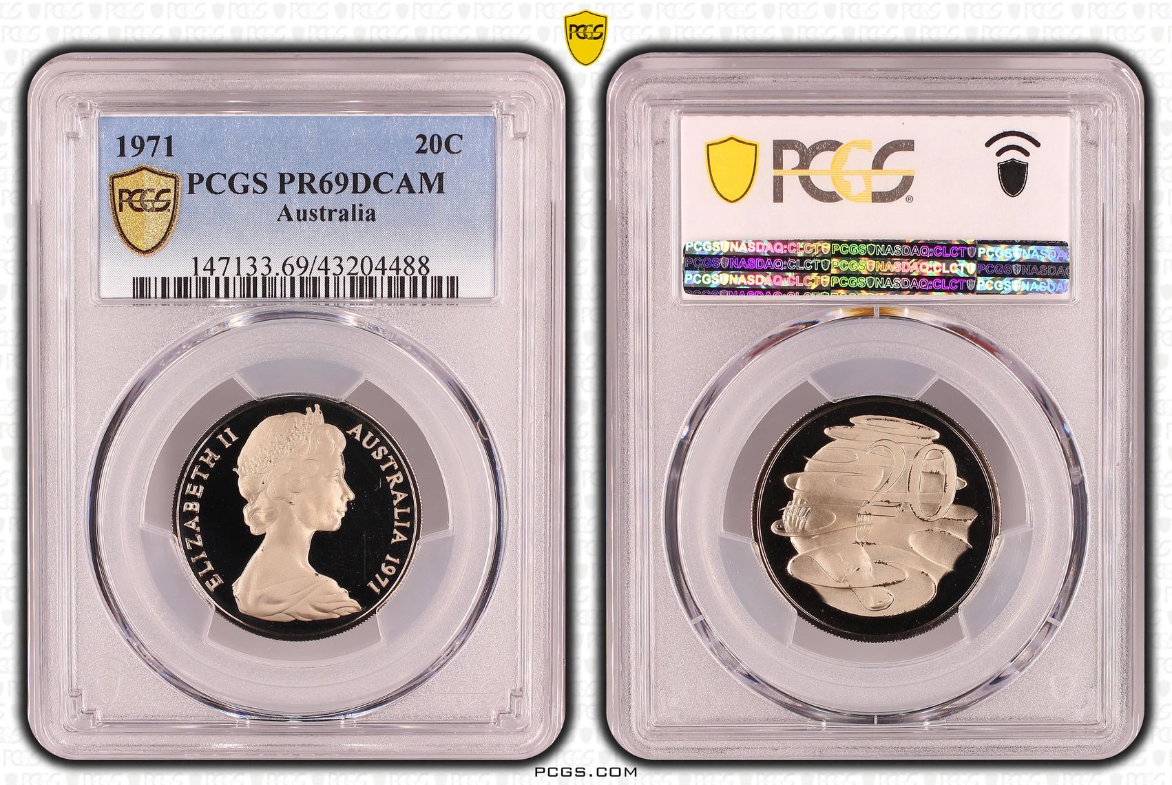 1971 Australia Twenty Cent, 20c PCGS - PR69DCAM -488